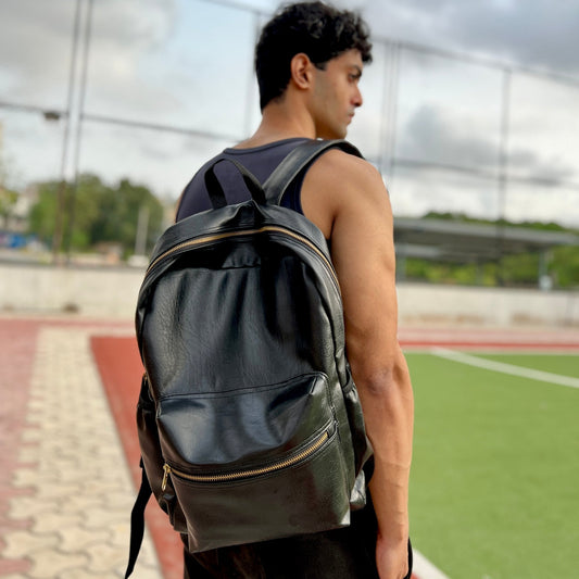 The Black Gold Voyager Leatherite Backpack - BREACHIT