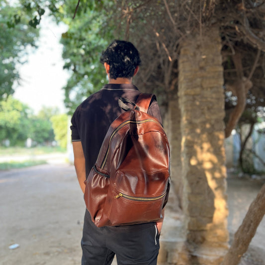 The Brown Voyager Leatherite Backpack - BREACHIT