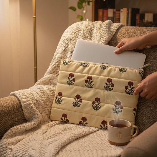 The Saffron Quilt Puffer Laptop Sleeve - BREACHIT