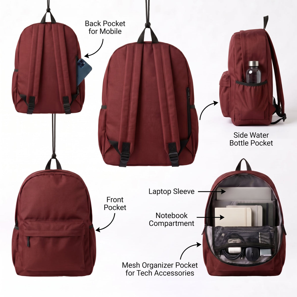 Urban Maroon Backpack - BREACHIT