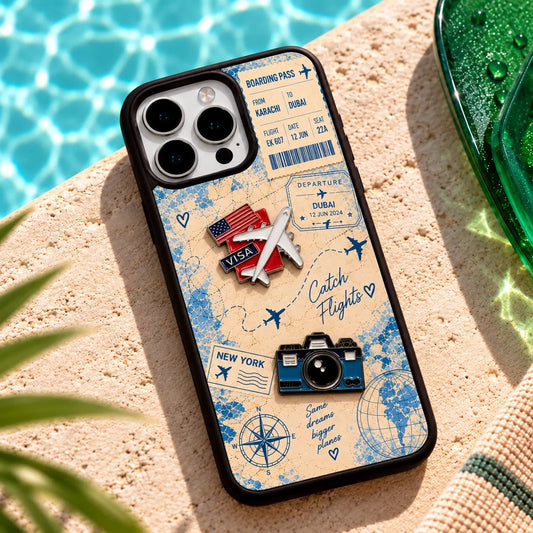 Wanderlust 3D Metal Charm Mobile Case - BREACHIT