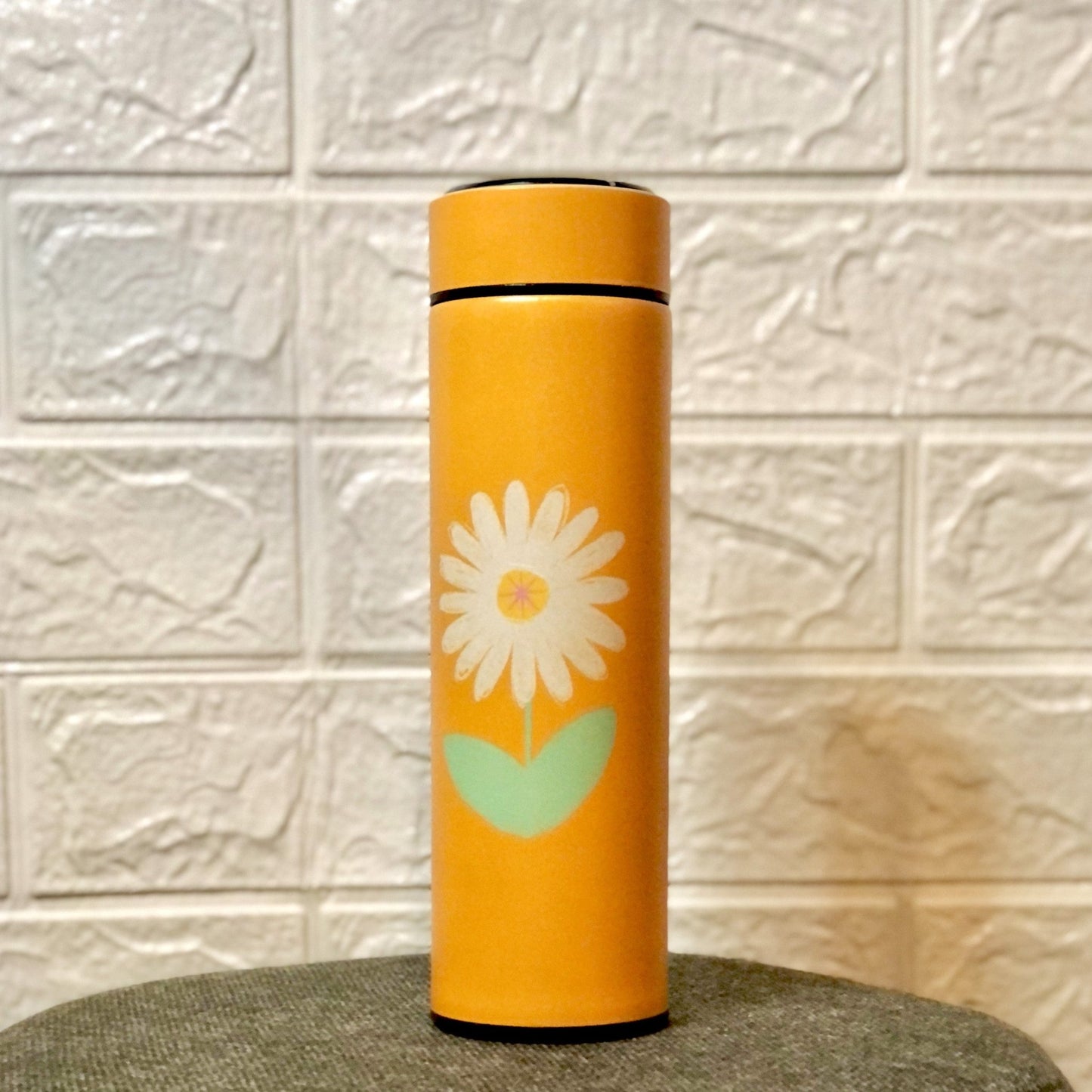 WB023 - Yellow Petal Printed Temperature Water Bottle - BREACHIT