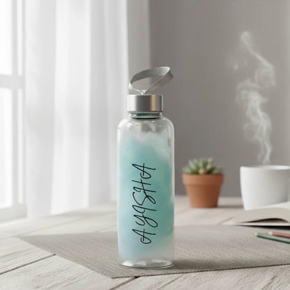 WB025 - Black Name Printed Glass Water Bottle - BREACHIT