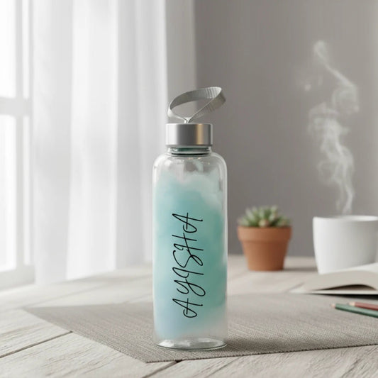 WB025 - Black Name Printed Glass Water Bottle - BREACHIT