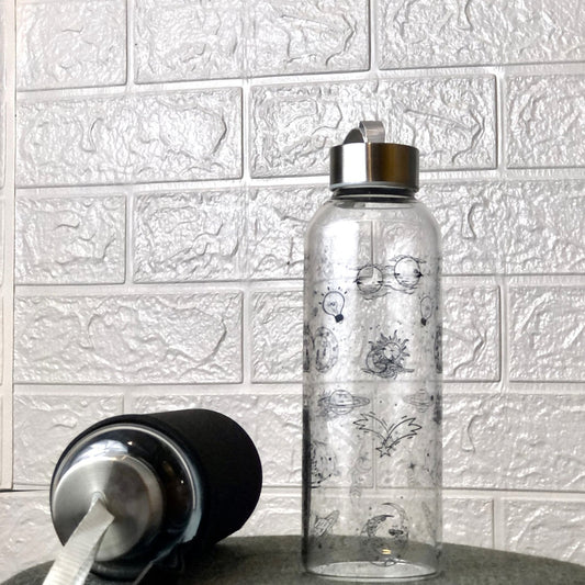 WB027 - Moonlit Printed Glass Water Bottle - BREACHIT