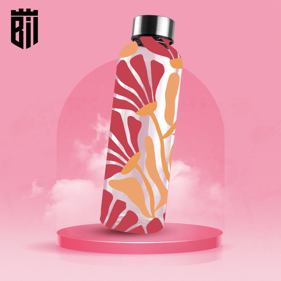 WB029 - Floral pattern Printed Glass Water Bottle - BREACHIT