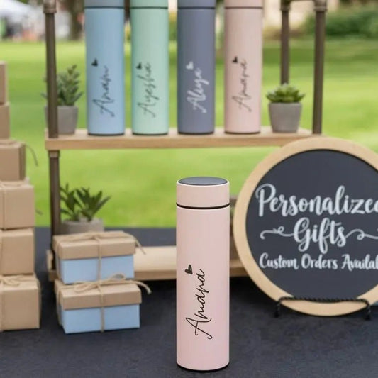 WB049 - Solid Name Printed Temperature Water Bottle - BREACHIT