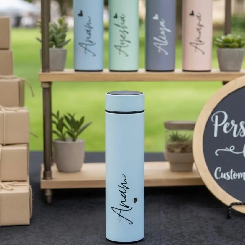 WB049 - Solid Name Printed Temperature Water Bottle - BREACHIT