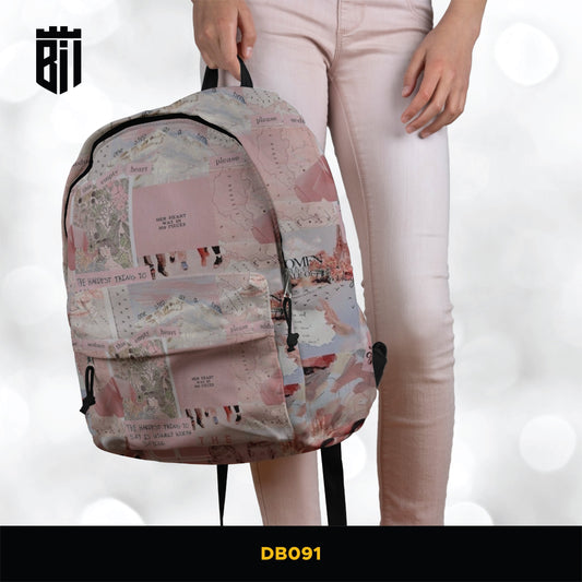 DB091 Vintage Pink Allover Printed Backpack