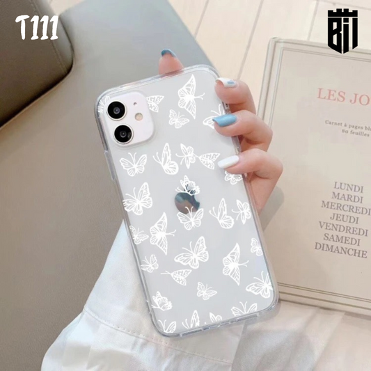 T111 White Butterfly Transparent Design Mobile Case