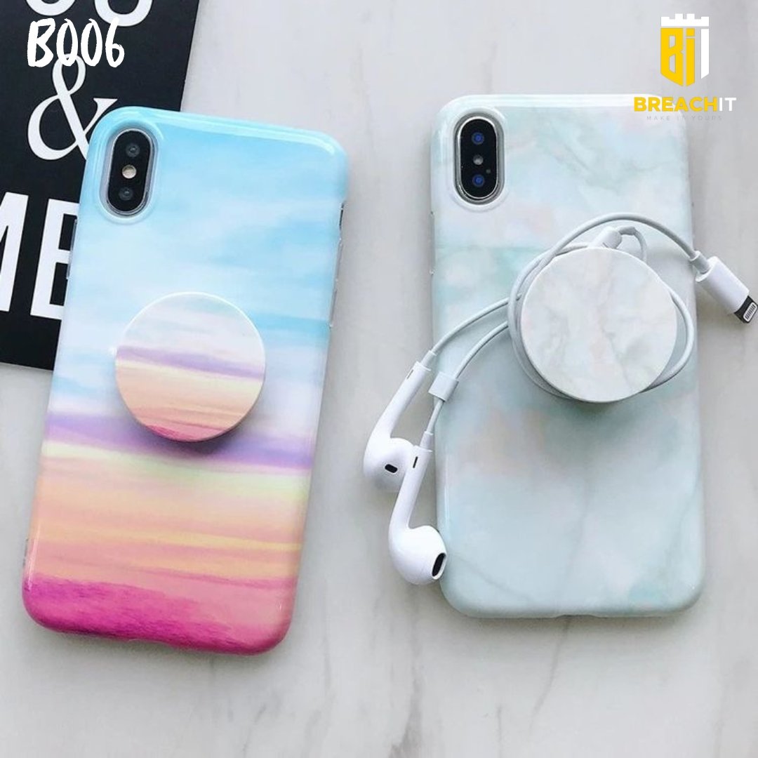 B006 Marble Colorful Mobile Case with Popsocket - BREACHIT