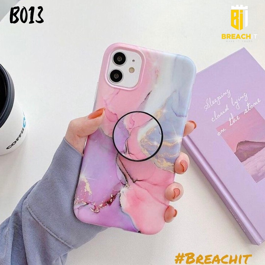 B013 Colorful Marble Mobile Case with Popsocket - BREACHIT