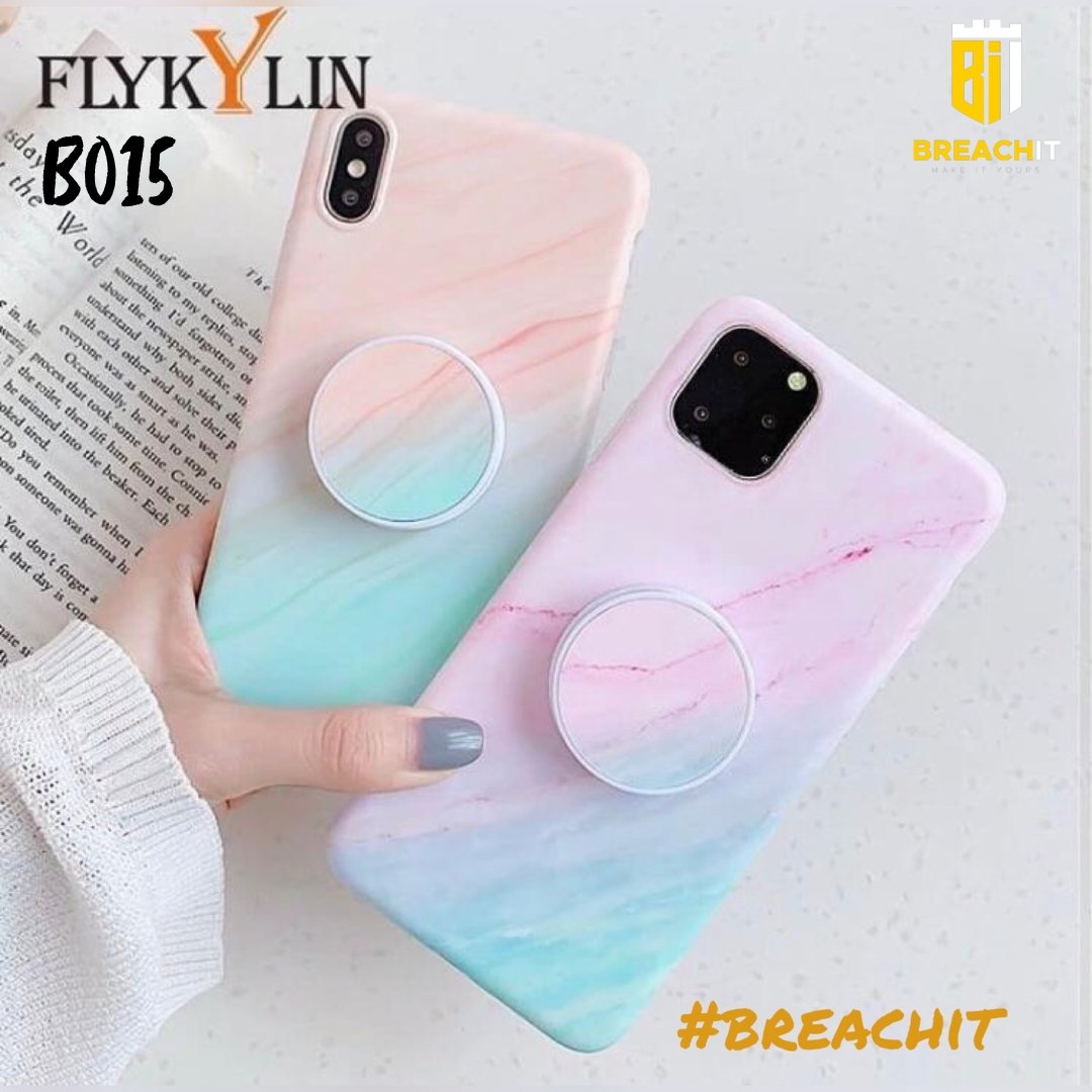 B015 Colorful Rainbow Marble Mobile Case with Popsocket - BREACHIT