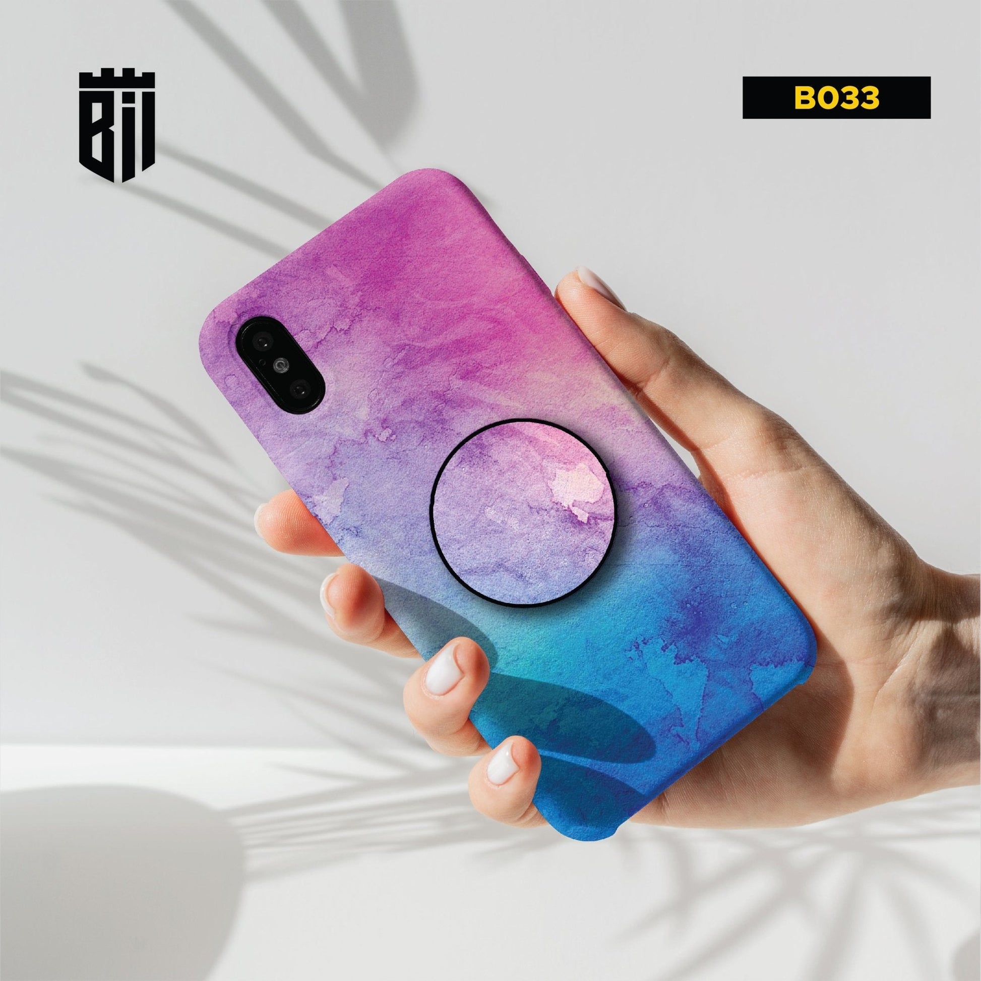 B033 Colorful Texture Mobile Case with Popsocket - BREACHIT
