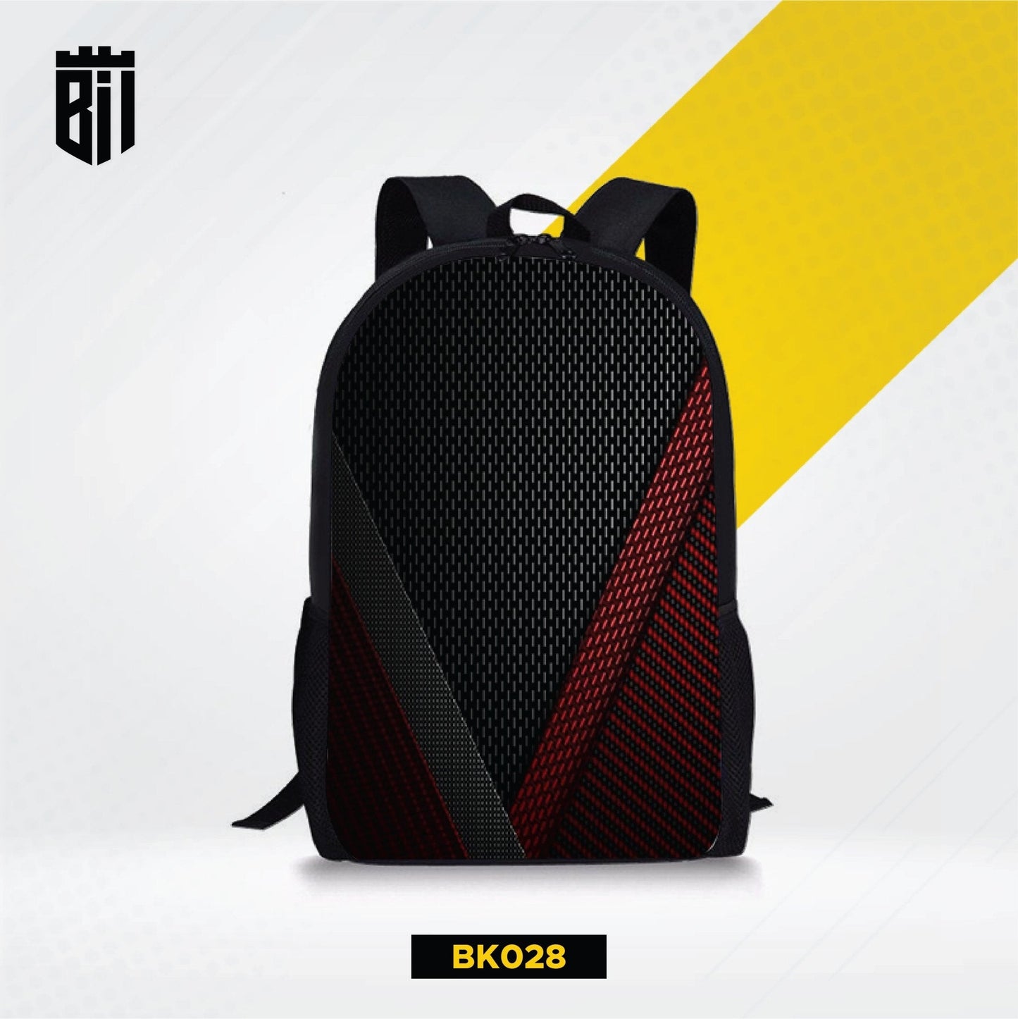 BK028 Black-Red Abstract Backpack - BREACHIT