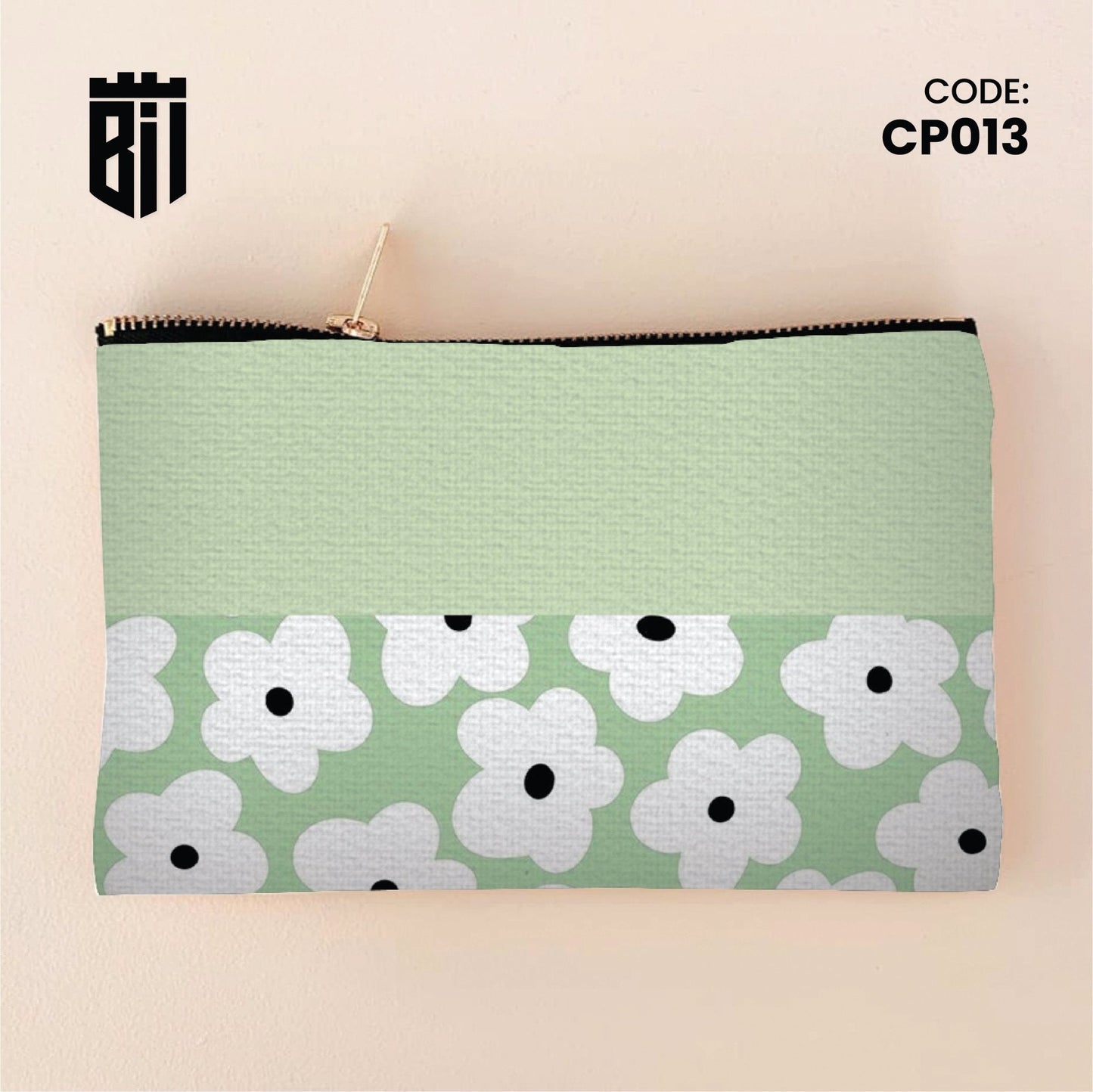 CP013 - Green Floral Customized Pouch - BREACHIT