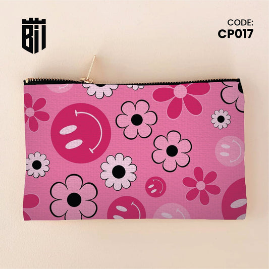 CP017 - Pink Floral Customized Pouch - BREACHIT