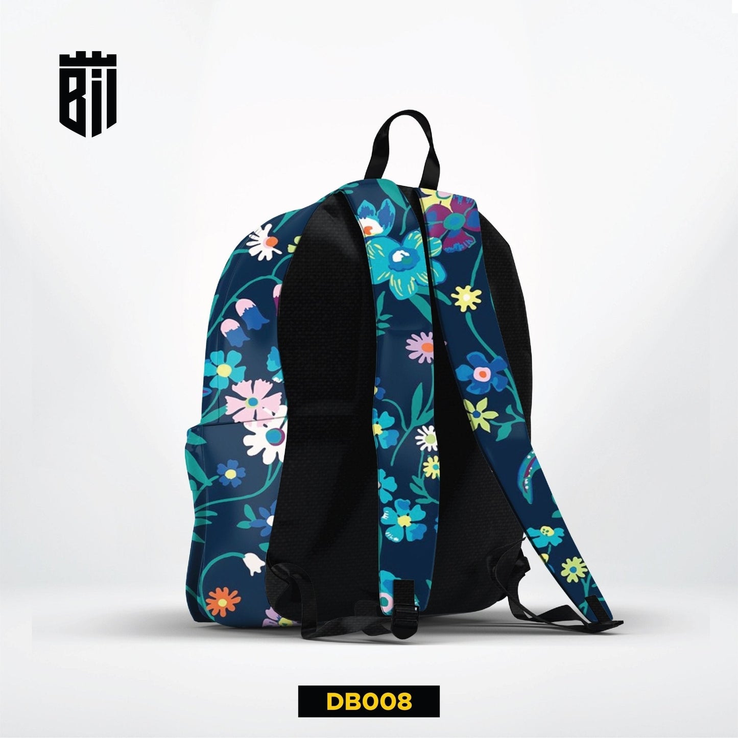 DB008 Blue Floral Allover Printed Backpack - BREACHIT