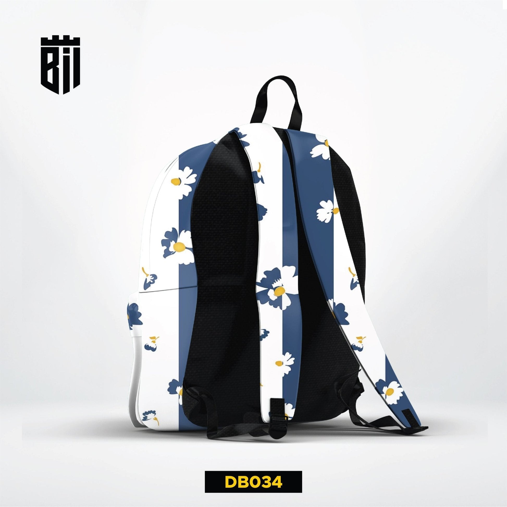 DB034 Striped Floral Allover Printed Backpack - BREACHIT