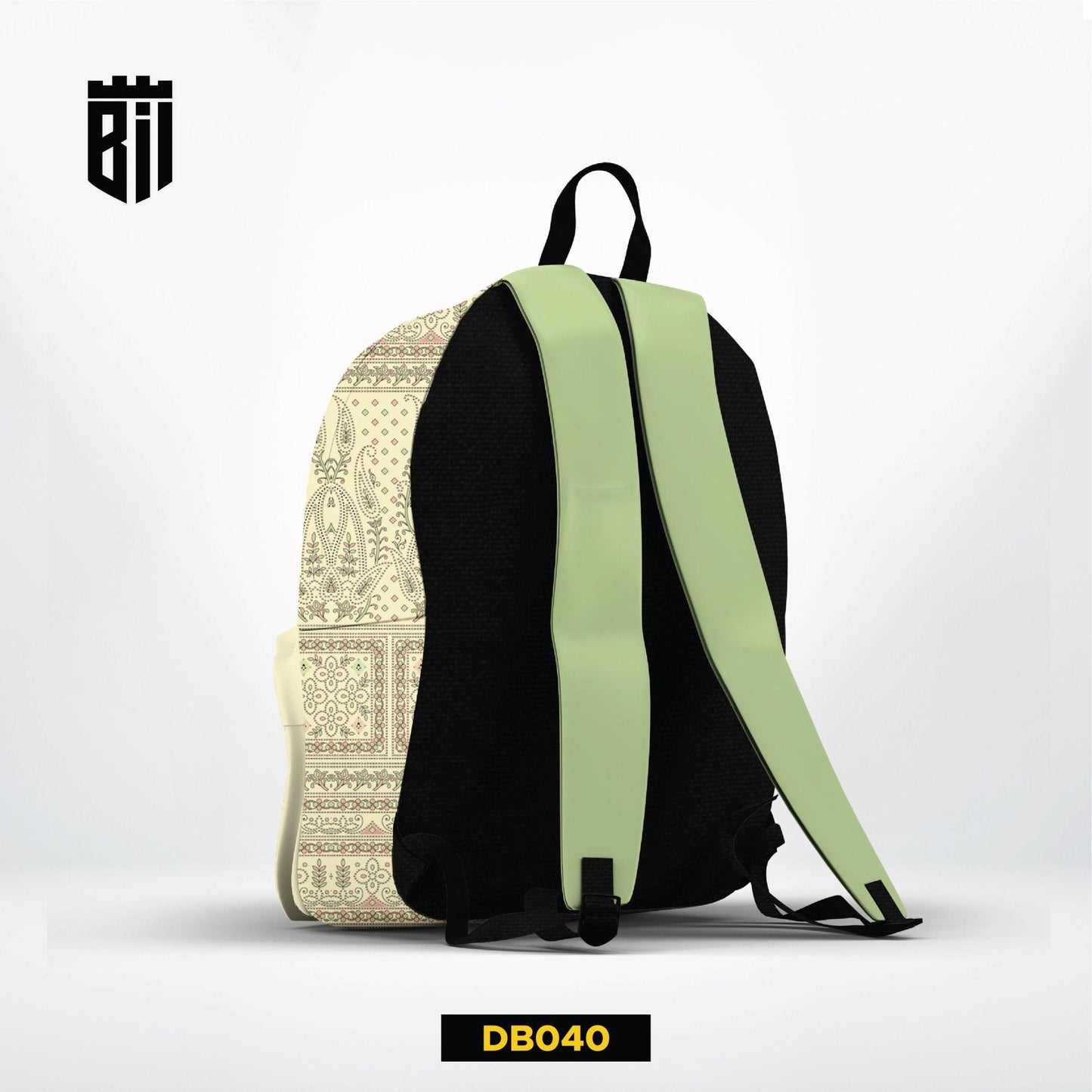 DB040 Green Victorian Allover Printed Backpack - BREACHIT