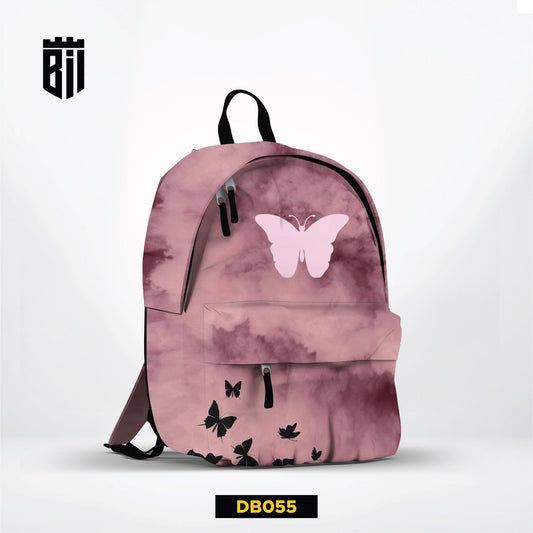 DB055 Pink Butterfly Allover Printed Backpack - BREACHIT