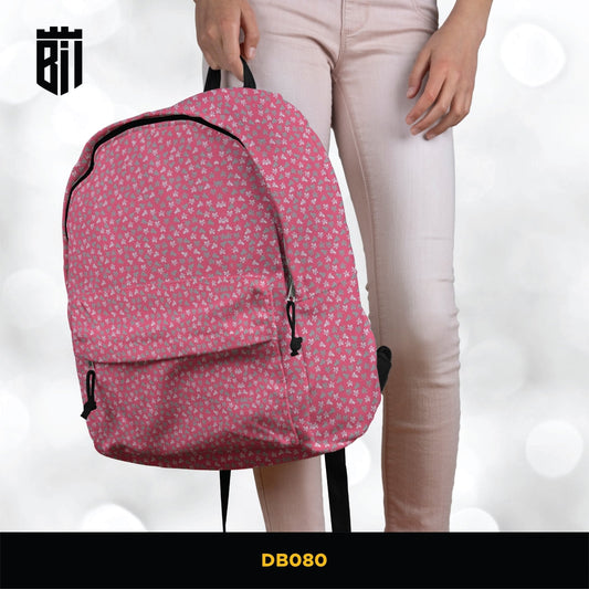 DB080 Pink Floral Allover Printed Backpack - BREACHIT