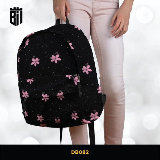 DB082 Pink Floral Art Allover Printed Backpack - BREACHIT