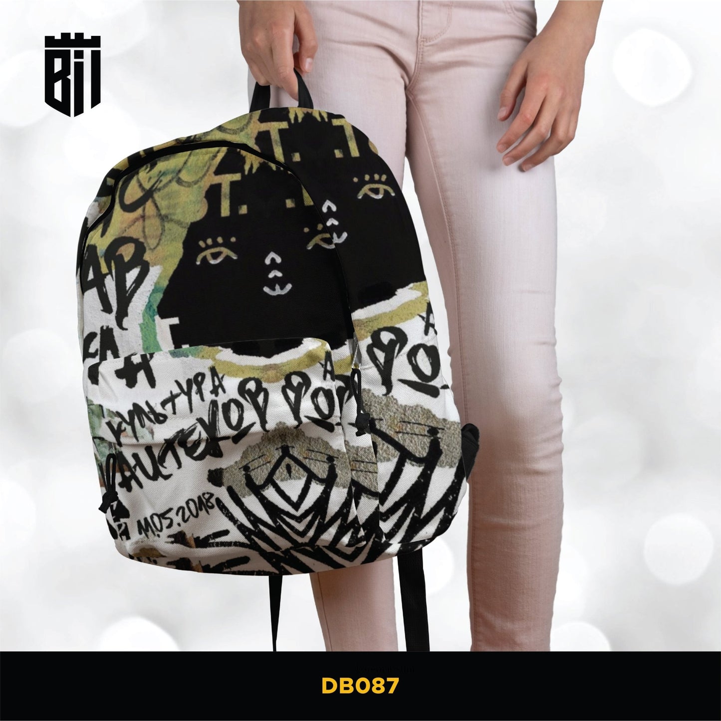 DB087 Typography Art Allover Printed Backpack - BREACHIT