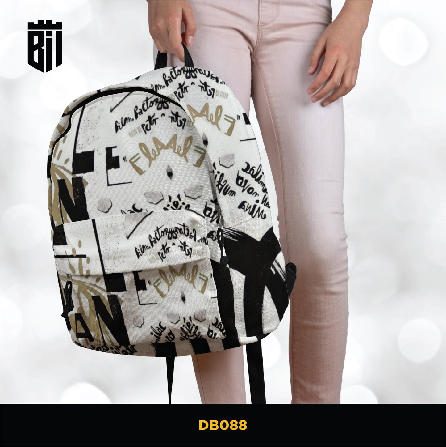 DB088 Typography Art Allover Printed Backpack - BREACHIT