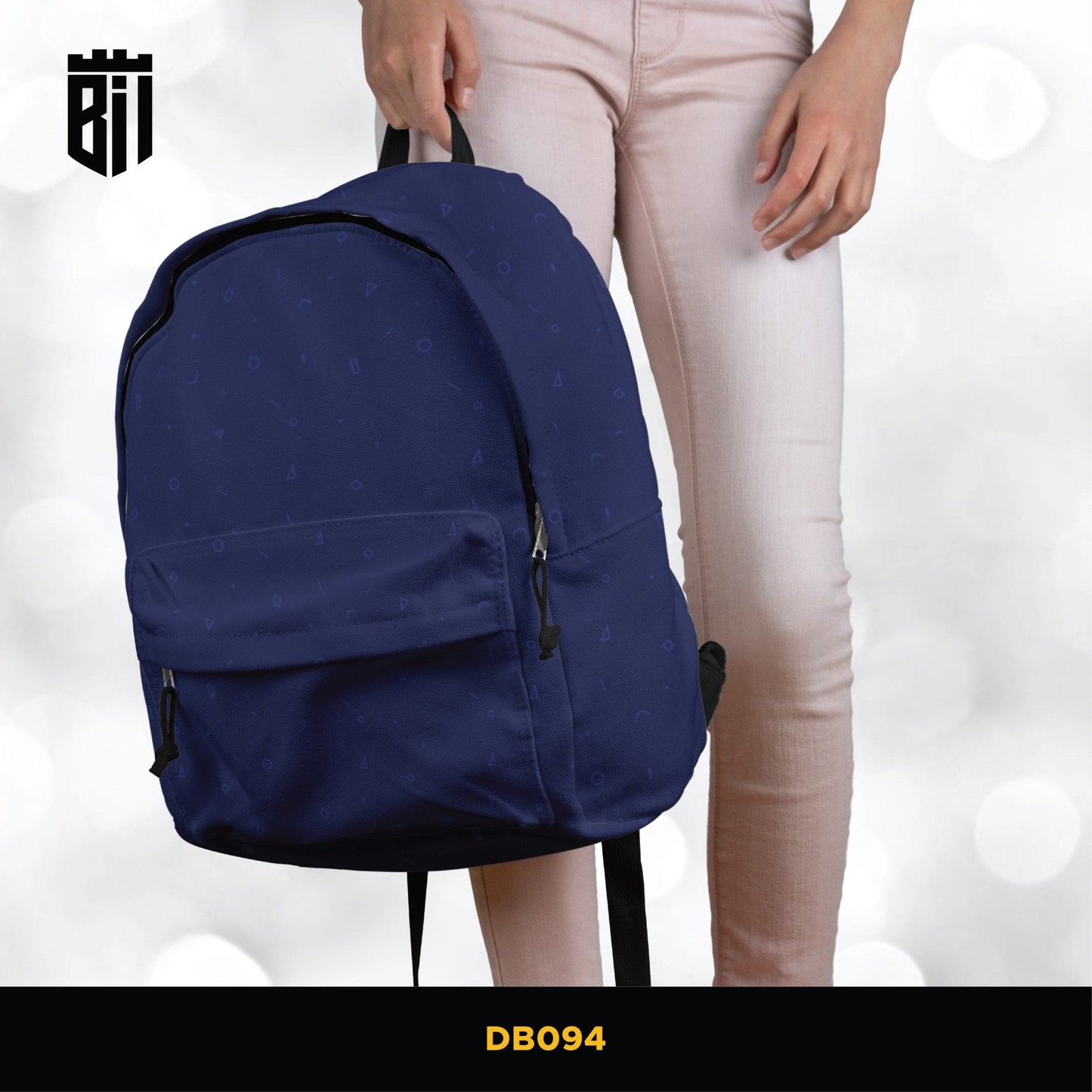 DB094 Blue Pattern Pattern Allover Printed Backpack - BREACHIT