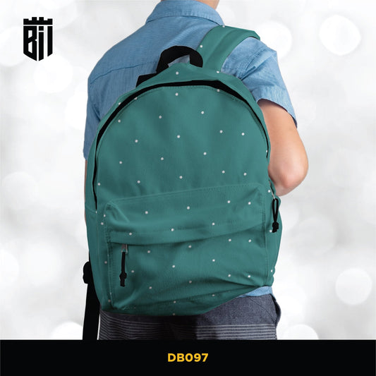 DB097 Green Dot Pattern Allover Printed Backpack - BREACHIT
