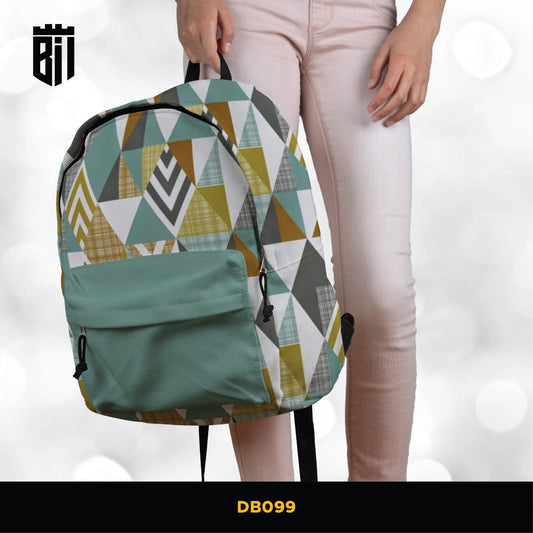 DB099 Green Pattern Allover Printed Backpack - BREACHIT