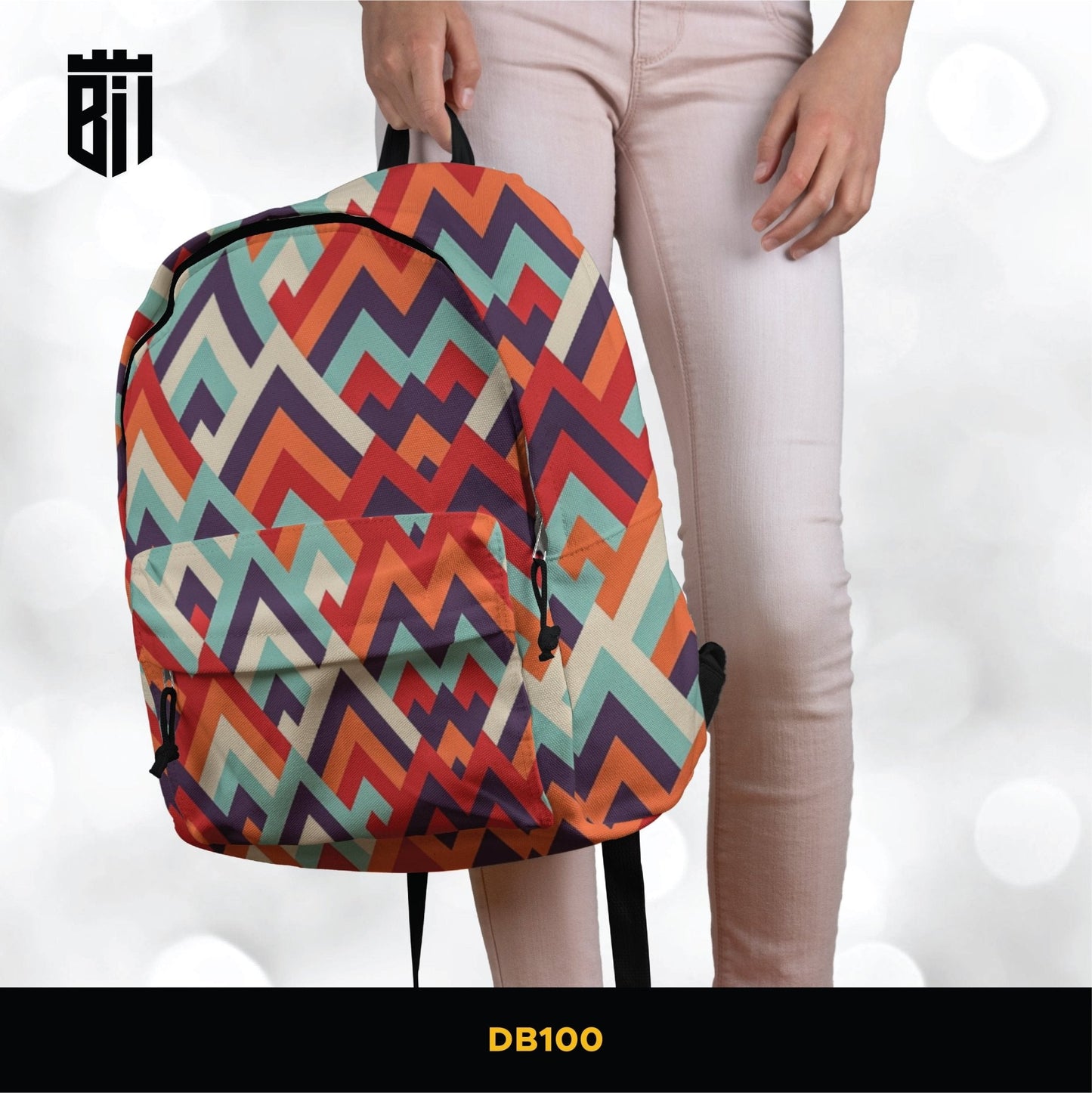 DB100 Abstract Pattern Allover Printed Backpack - BREACHIT