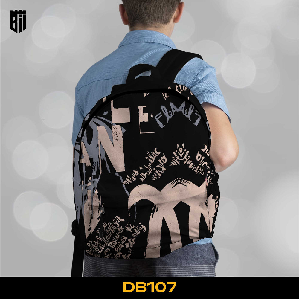 DB107 Typography Art Allover Printed Backpack - BREACHIT