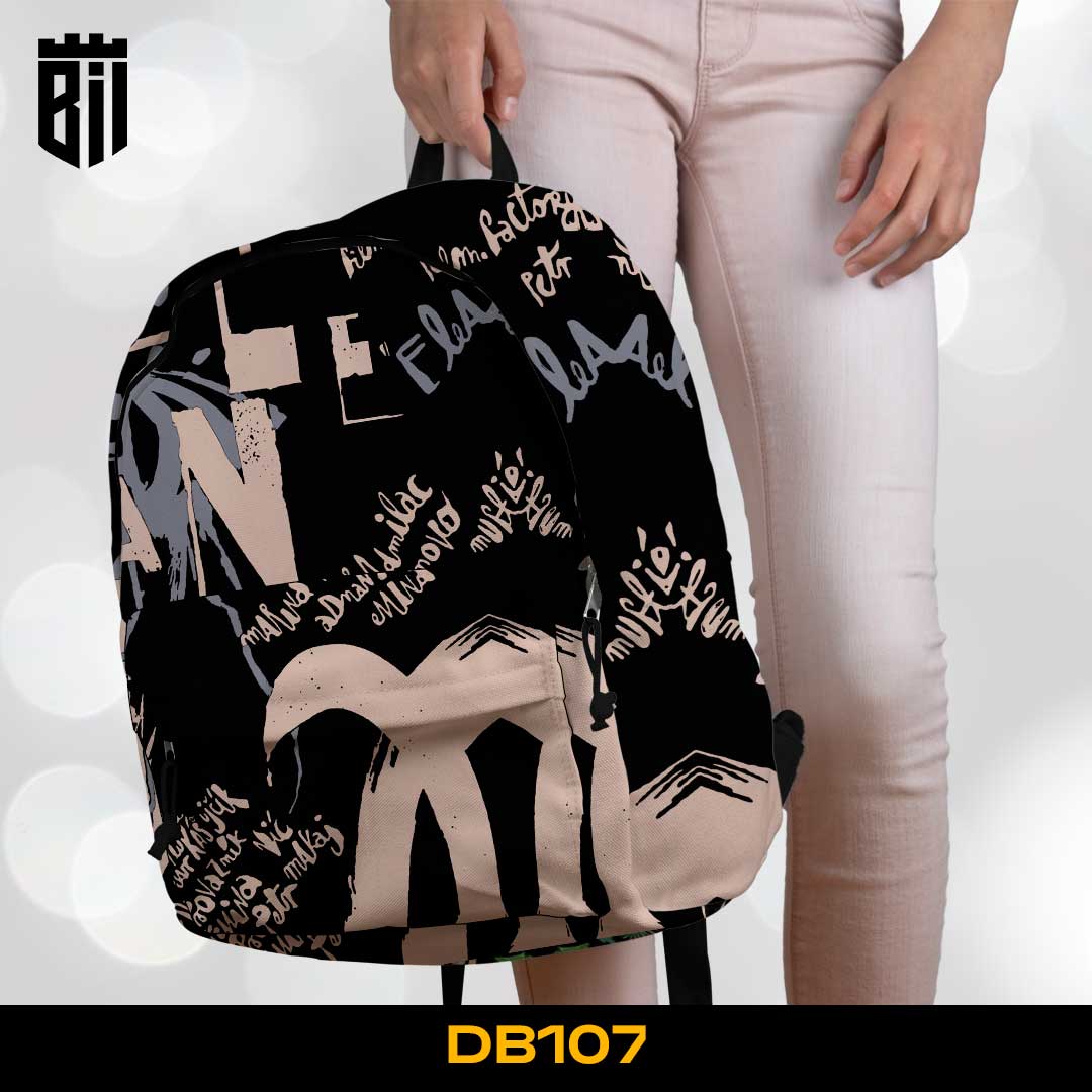 DB107 Typography Art Allover Printed Backpack - BREACHIT