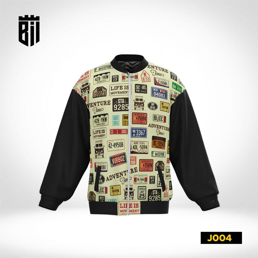 J004 Car Number Plate Unisex All Over Printed Bomber Jacket - BREACHIT