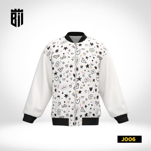 J006 White Cool Text Unisex All Over Printed Bomber Jacket - BREACHIT