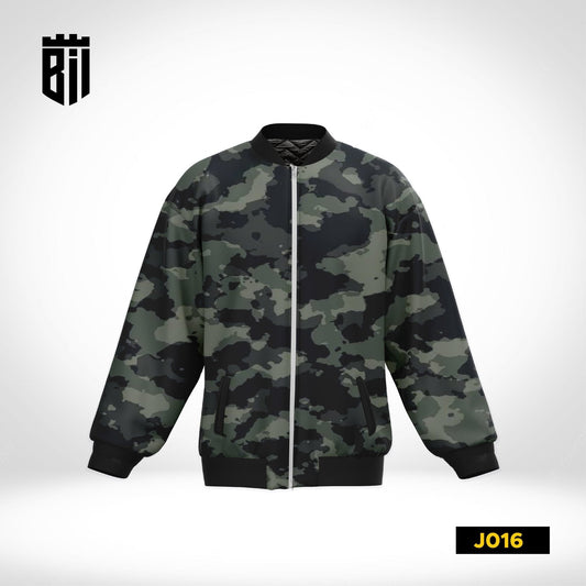 J016 Green Camouflage All Over Printed Bomber Jacket - BREACHIT