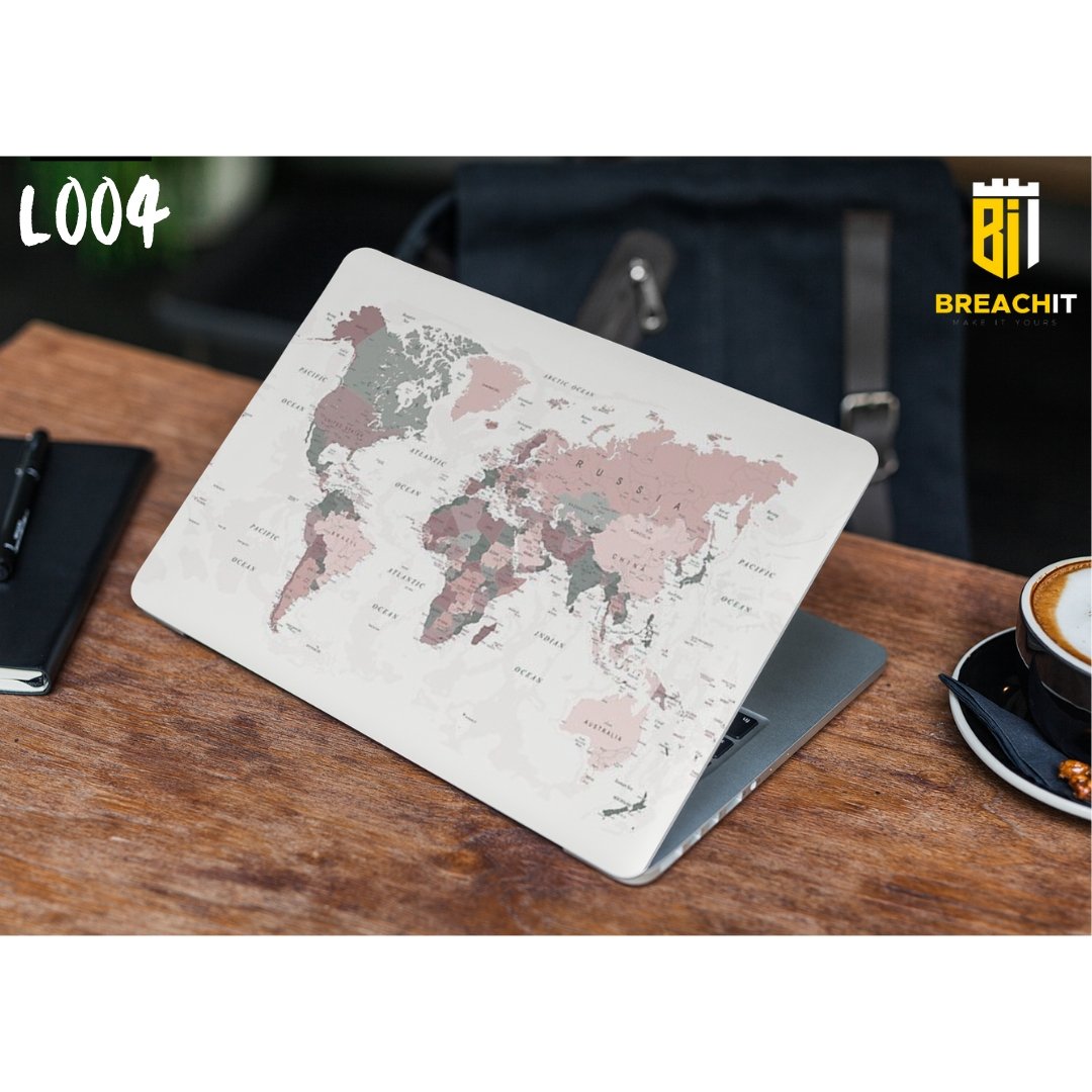 World Map Laptop Skin Cover Make Your Own BREACHIT   L004 World Map Laptop Skin 480367 