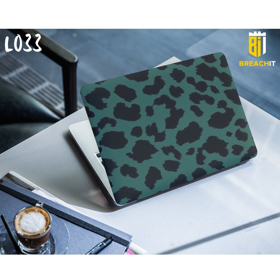 L033 Green Black Cheetah Laptop Skin - BREACHIT