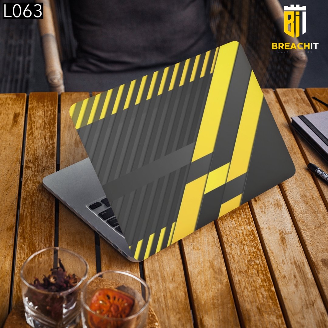 L063 Black Yellow Laptop Skin - BREACHIT