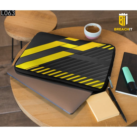 L063 Black Yellow Laptop Sleeve - BREACHIT