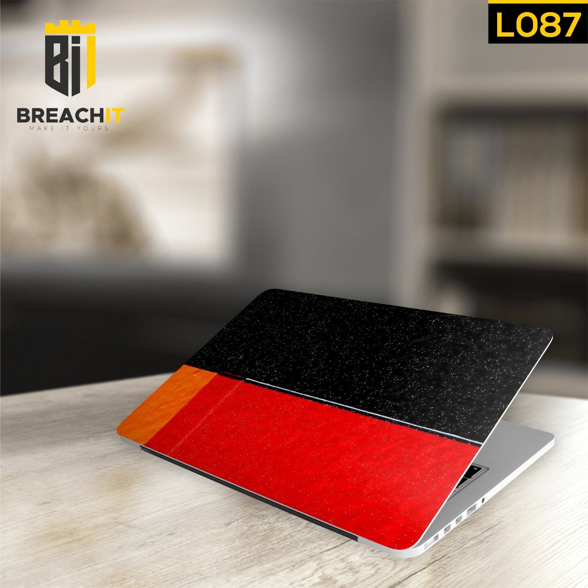 L087 Black Red Laptop Skin - BREACHIT
