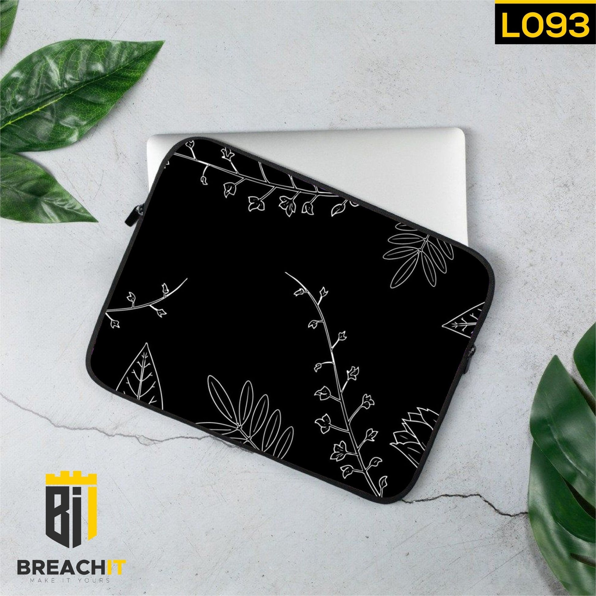 L093 Black & White Laptop Sleeve - BREACHIT