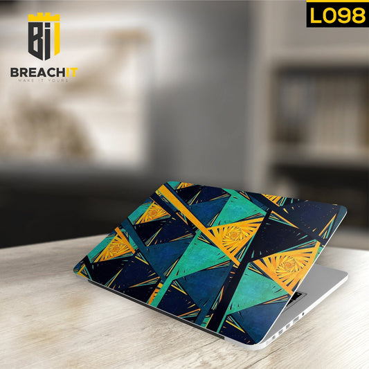 L098 Blue Yellow Abstract Laptop Skin - BREACHIT