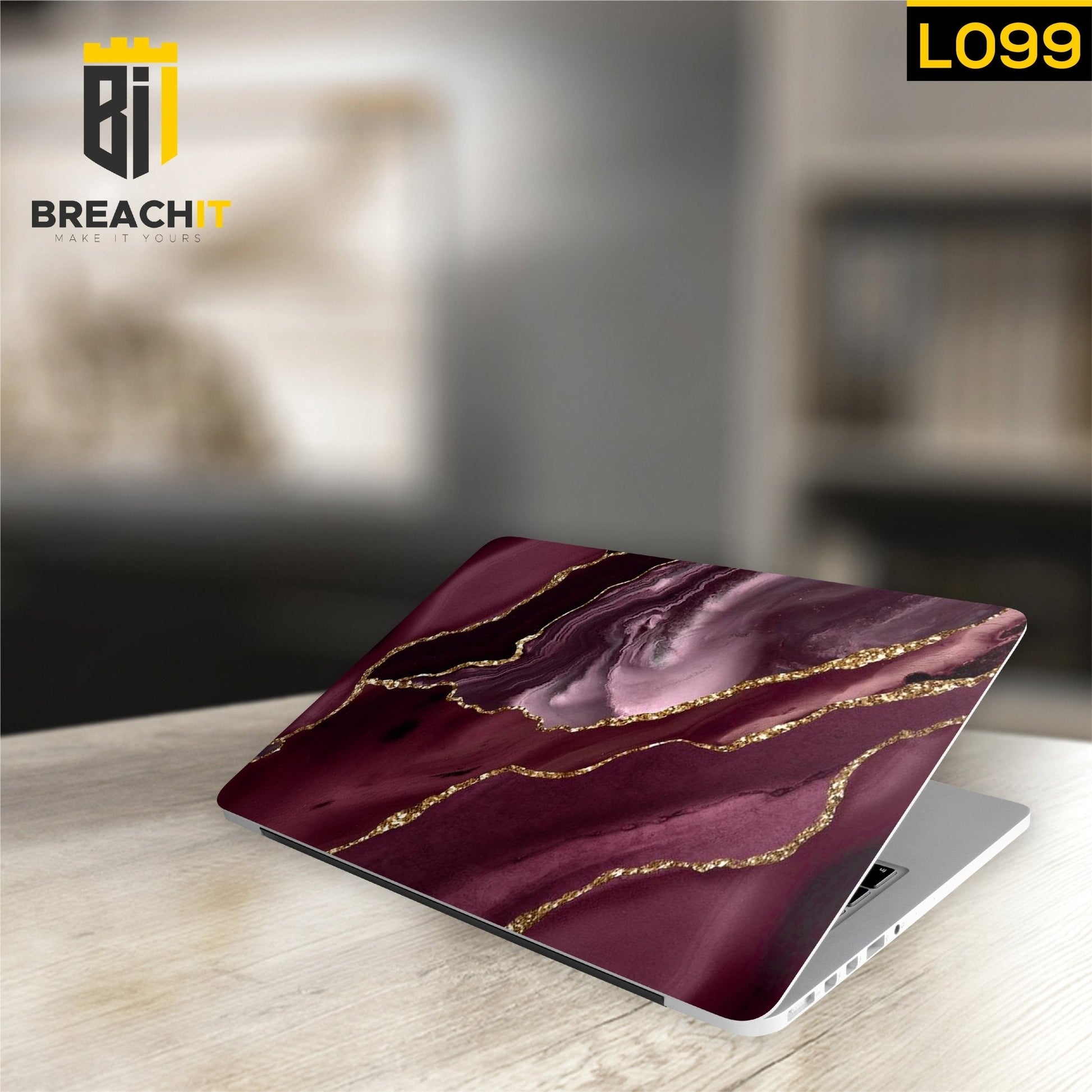 L099 Maroon Marble Laptop Skin - BREACHIT