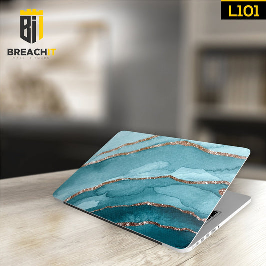 L101 Blue Aesthetic Marble Laptop Skin - BREACHIT