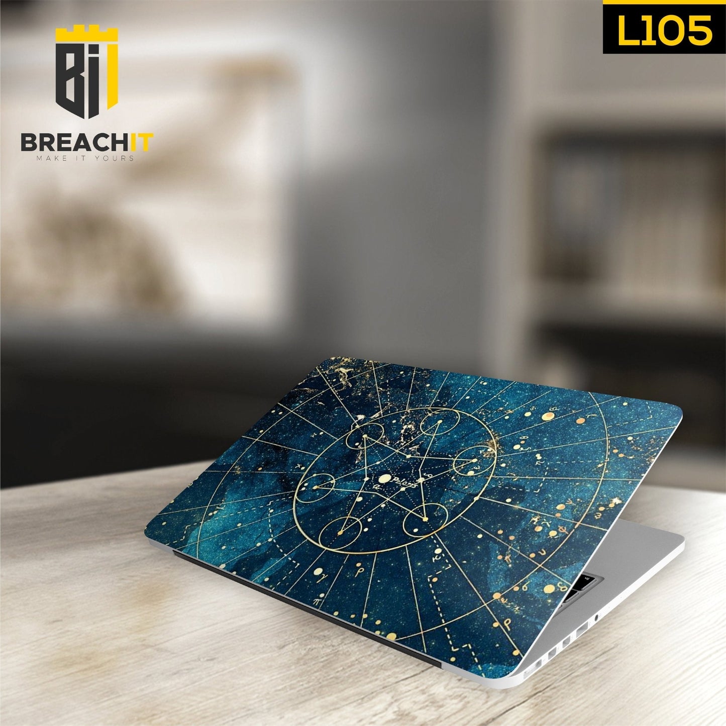 L105 Blue Abstract Laptop Skin - BREACHIT