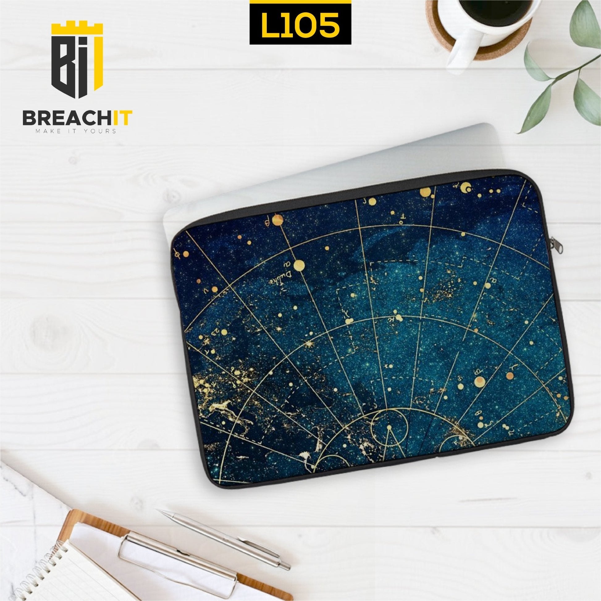 L105 Blue Abstract Laptop Sleeve - BREACHIT