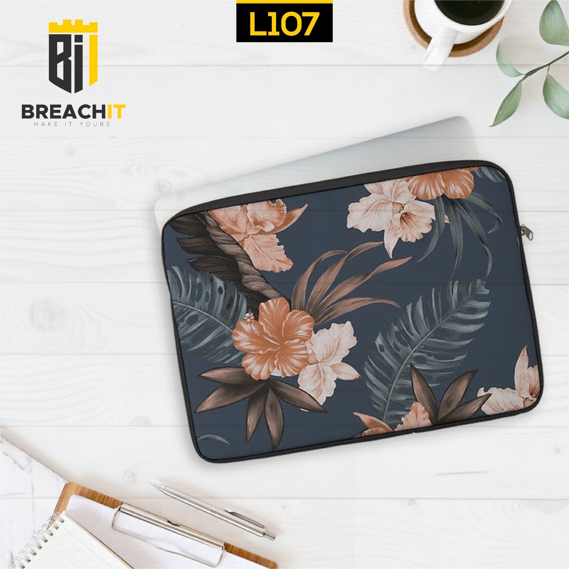 L107 Floral Laptop Sleeve - BREACHIT